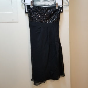 Black sequined strapless cocktail dress